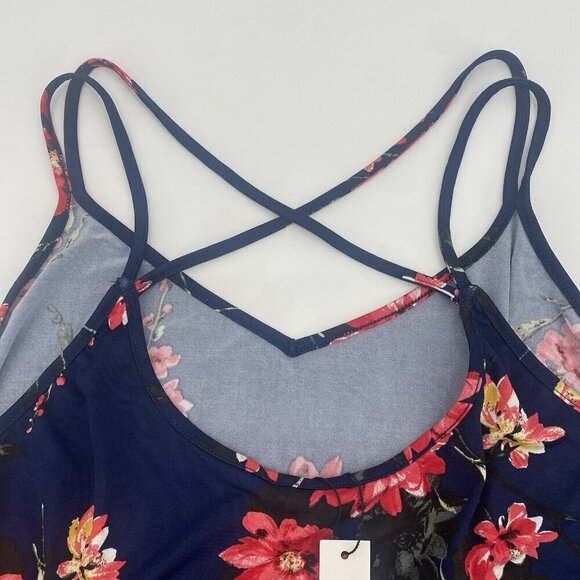Papermoon Stitchfix Plus Size 1X Navy Blue Floral Strappy Tank Top NWT - Picture 5 of 13